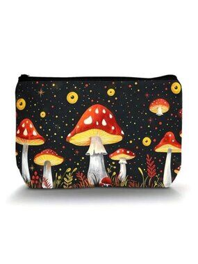 Cosmetic Bag Makeup Mushroom Moon Space Trippy Wonderland Stars Pouch Travel Fun